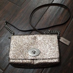 Champagne Coach Glitter Cross Body Bag